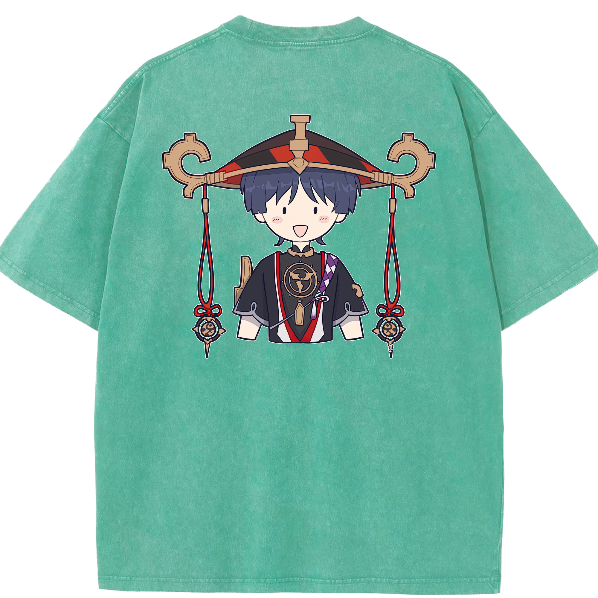 げんし神 さんペい genshin Sanpei 綿100% ヴィンテージ風 半袖Tシャツ（背面プリント）